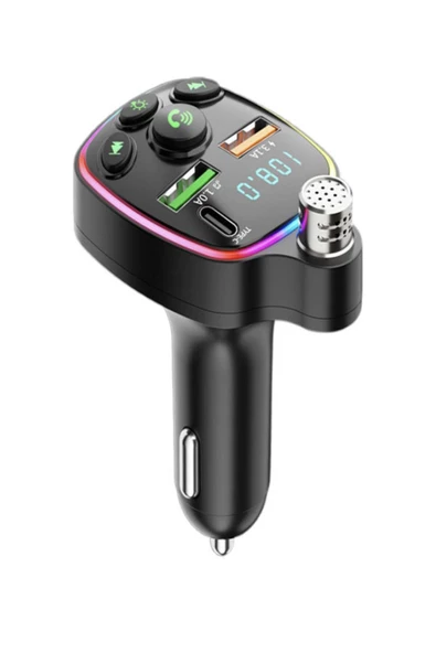 ULTRATEKNO Bluetooth 5.0 FM Transmitter Çift USB 3.1A PD Hızlı Şarj Destekli Mikrofonlu Modülatör ürün görseli 1