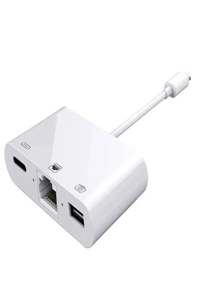 ULTRATEKNO Iphone 7 8 X 11 11 Pro 12 13 13 14 Pro Max ve Ipad Uyumlu Usb Ethernet Lightning Şarj Adaptörü 3in1 ürün görseli 1
