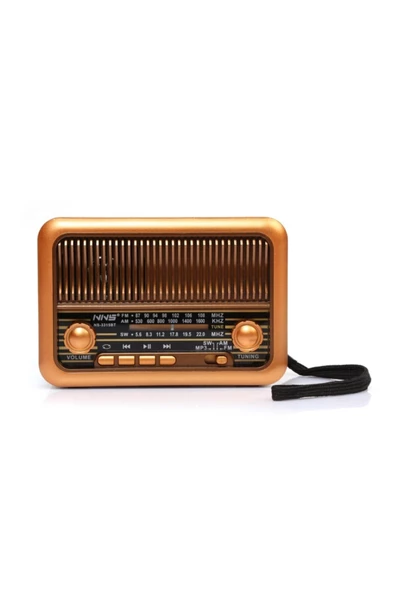NNS Taşınabilir Nostaljik Radyo Bluetooth Tf Kart Usb Destekli Mp3 Çalar Hoparlör Ns-3315bt ürün görseli 1