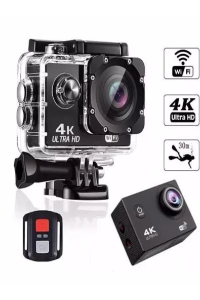 ULTRATEKNO Kask Kamerası 170 Derece 16 Mp 4k Ultra Hd Wifi Aksiyon Kamerası Kumandalı Kamera ürün görseli 1