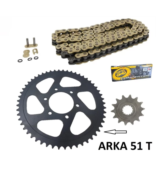 Cf Moto Nk 400 Oringli Zincir Dişli Seti Performans Arka Dişli 51 T Sfr Gold Zincir Supermoto ürün görseli 1