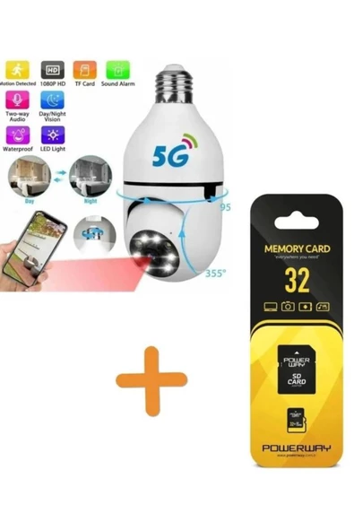 BAYINDIRELEKTRONİK 32 GB Hafızalı Wifi 360 Panoramik Ampul Kamera Güvenlik Kamerası Çift Wifi 360 Derece Gece Görüşlü ürün görseli 1
