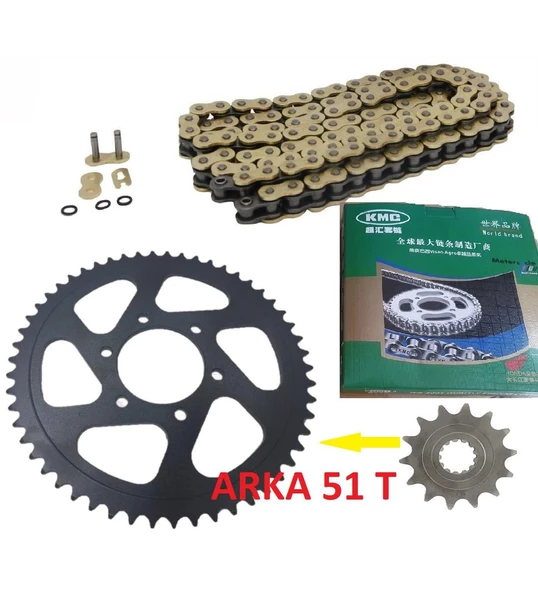 Cf Moto Nk 400 Oringli Zincir Dişli Seti Performans Arka Dişli 51 T Kmc Gold Zincir Supermoto ürün görseli 1