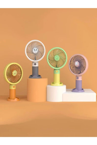Mini Telefon Standlı Emojili Ultra güçlü Şarjlı El Fanı Taşınabilir Mini Vantilatör ürün görseli 1