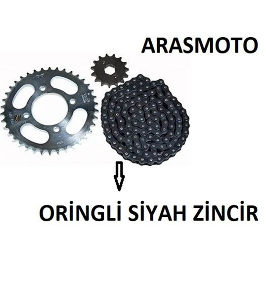 Bajaj Discover 150 F- 150 S Oringli Zincir Dişli Seti Kaliteli (Siyah Zincir)  Supermoto ürün görseli 1