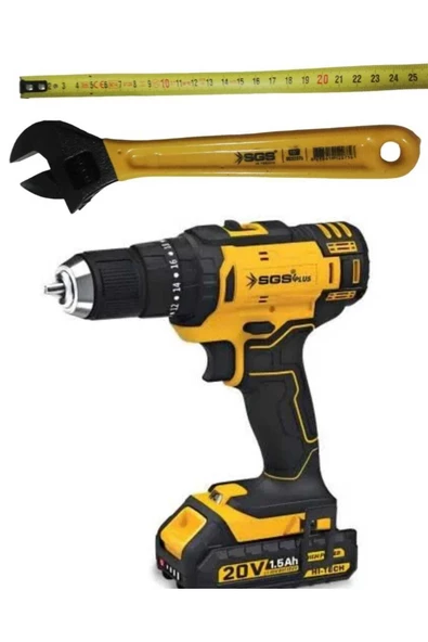 SGS Plus 5249 Akülü Darbesiz Matkap Seti 20V + İngılız Anahtarı Hediye ürün görseli 1