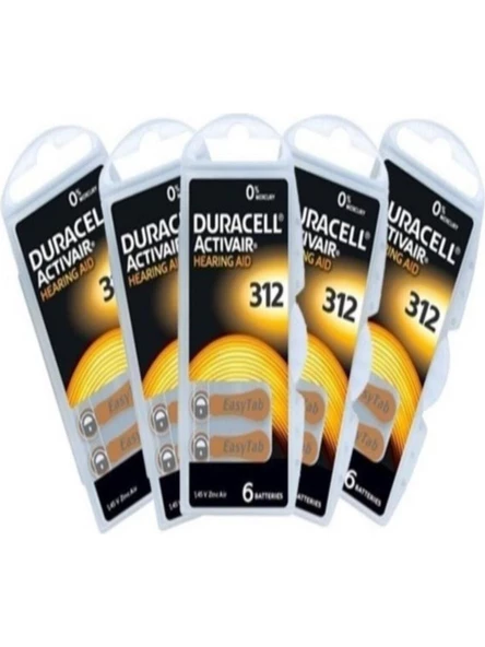 Duracell 312 Numara Kulaklık Işitme Cihazı Pili 5 Paket x 30 Adet ürün görseli 1