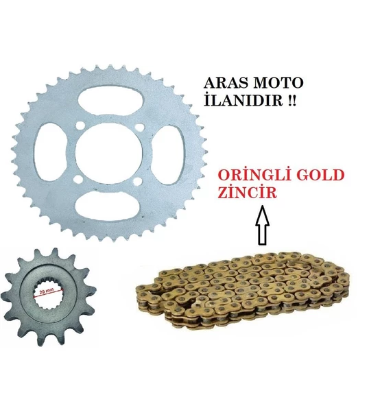 Rks 150 Oringli Zincir Dişli Seti Zincir Oringli Gold Sarı  Supermoto ürün görseli 1