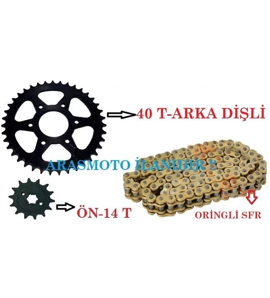 Bajaj Pulsar Ns 200-Rs 200 Oringli Zincir Dişli Takımı Sfr Zincir (40 T-14 T) Supermoto ürün görseli 1