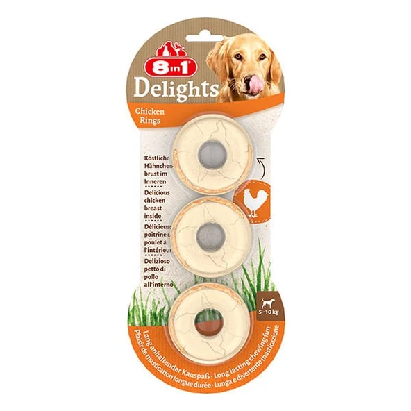 8 In 1 Delights Rings Tavuklu Köpek Çiğneme Halkaları 3´Lü 119 Gr ürün görseli 1