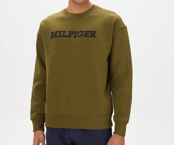 Tommy Hilfiger Monotype Embro Erkek Yeşil Sweatshirt ürün görseli 1
