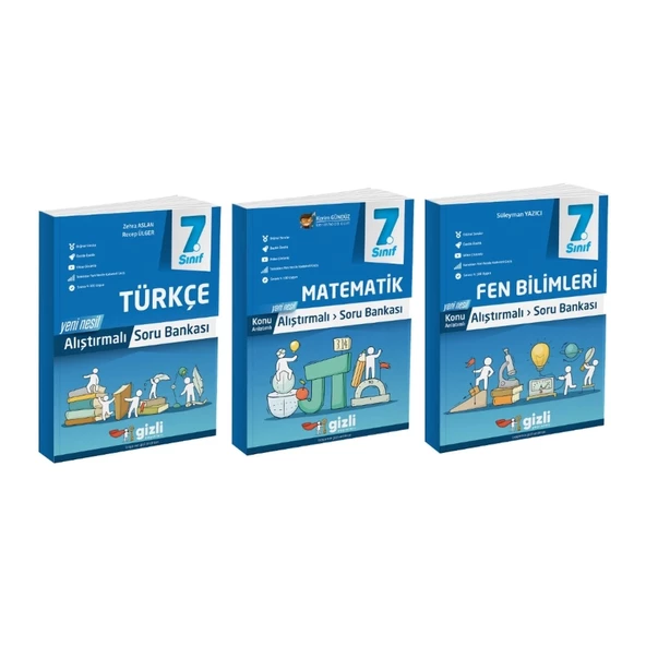 Gizli Yayınları 7. Sınıf Türkçe - Matematik - Fen Bilimleri Alıştırmalı Soru Bankası ürün görseli 1