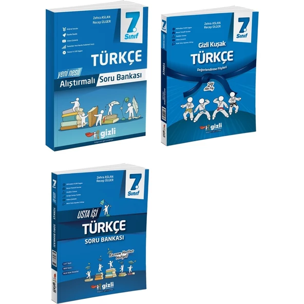 Gizli Yayınları 2025 7. Sınıf Türkçe Alıştırmalı + Usta Işi + Gizli Kuşak Serisi Seti 3 Kitap ürün görseli 1