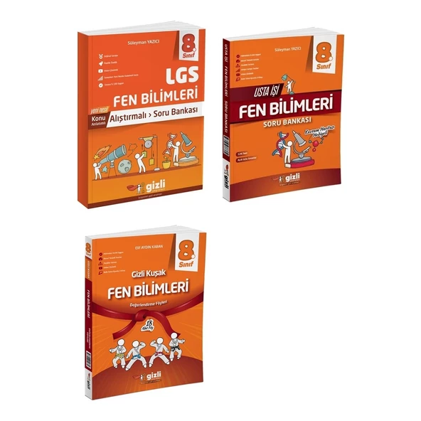 Gizli Yayınları 2025 8. Sınıf Lgs Fen Bilimleri Alıştırmalı + Usta Işi + Gizli Kuşak Serisi Seti 3 Kitap ürün görseli 1