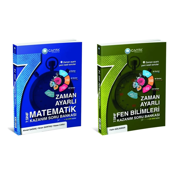 Çanta Yayınları Çanya Yayınları 7. Sınıf Zaman Ayarlı Kazanım Soru Bankası Matematik + Fen Bilimleri ürün görseli 1