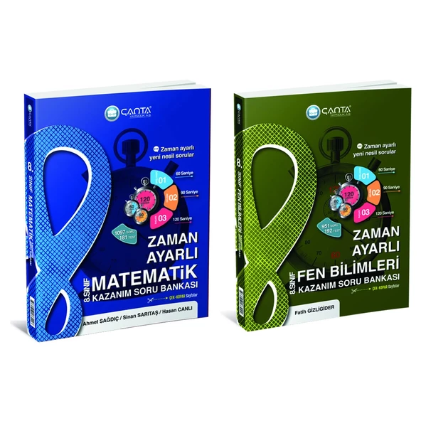 Çanta Yayınları 8. Sınıf Zaman Ayarlı Matematik + Fen Bilimleri Kazanım Soru Bankası ürün görseli 1