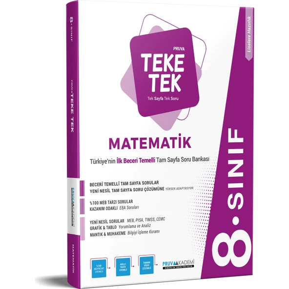 Pruva Akademi 8. Sınıf Teke Tek Matematik Soru Bankası ürün görseli 1