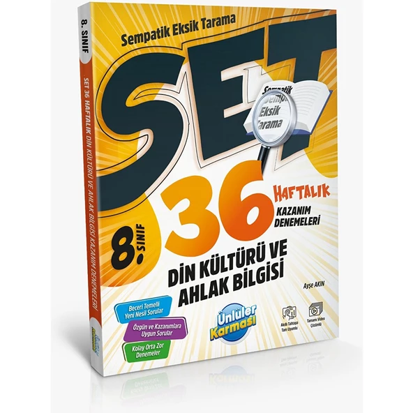 Ünlüler Karması 8. Sınıf LGS Sempatik Din Kültürü ve Ahlak Bilgisi 36 Haftalık Kazanım Denemeleri ürün görseli 1