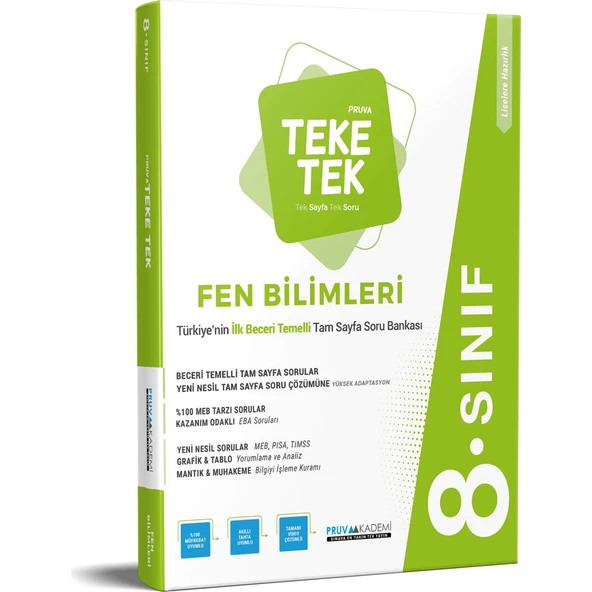 Pruva Akademi 8. Sınıf Teke Tek Fen Bilgisi Soru Bankası ürün görseli 1