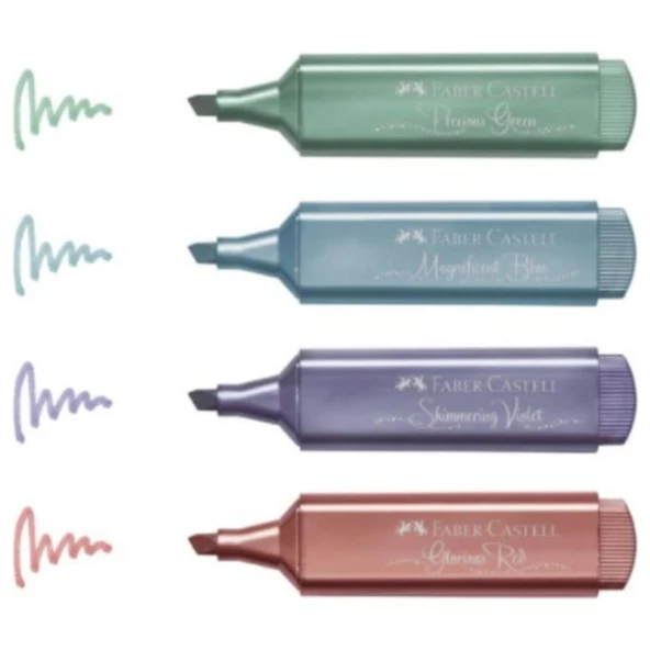 Faber-Castell Faber Castell Faber-Castell Metalik 4 Lü Set Fosforlu Kalem ürün görseli 1