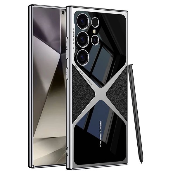 Galaxy S24 Ultra Kılıf Ultra İnce Kamera Korumalı PC + Deri Arka Yüzey  X-Pro Kapak ürün görseli 1