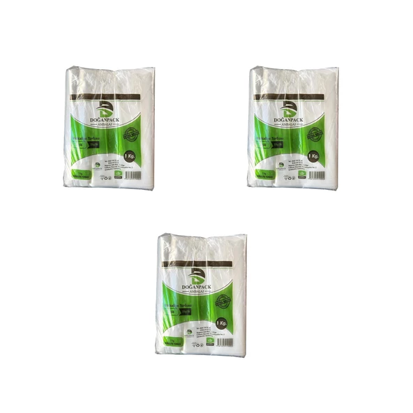 Doğanpack Şeffaf Naylon 2 lik 23x36 Cm. Bakkaliye Poşeti Torbası - 1 Kg. - Ort. 190 Adet - 3 Paket ürün görseli 1