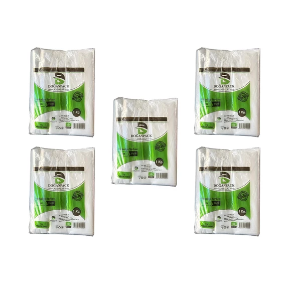 Doğanpack Şeffaf Naylon 2 lik 23x36 Cm. Bakkaliye Poşeti Torbası - 1 Kg. - Ort. 190 Adet - 5 Paket ürün görseli 1