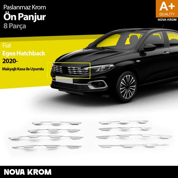Fiat Egea HB Krom Ön Panjur 8 Prç 2020 Üzeri ürün görseli 1