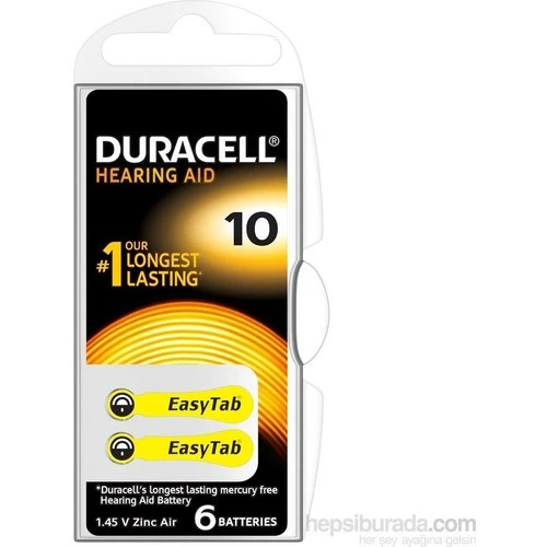 Duracell 10 Numara Işitme Cihazı Pili 6'lı ürün görseli 1
