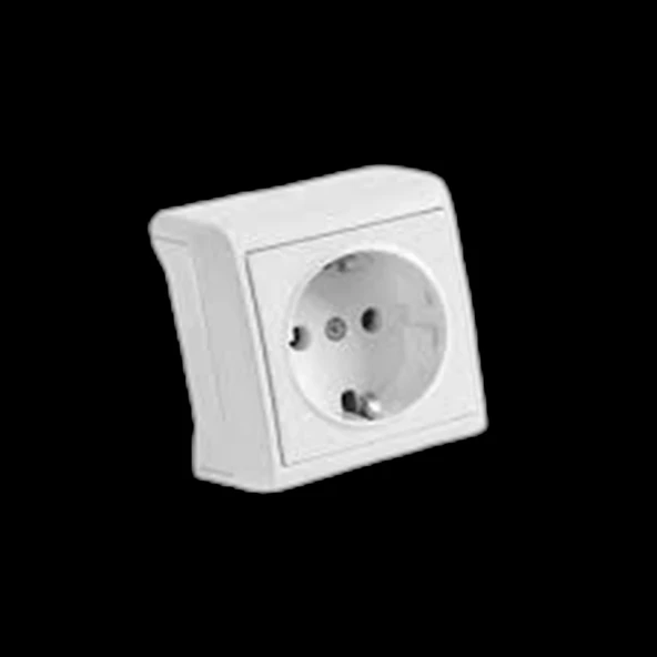 VİKO Vera Beyaz Sıva Üstü Tekli Topraklı Priz 220v IP20 ürün görseli 1