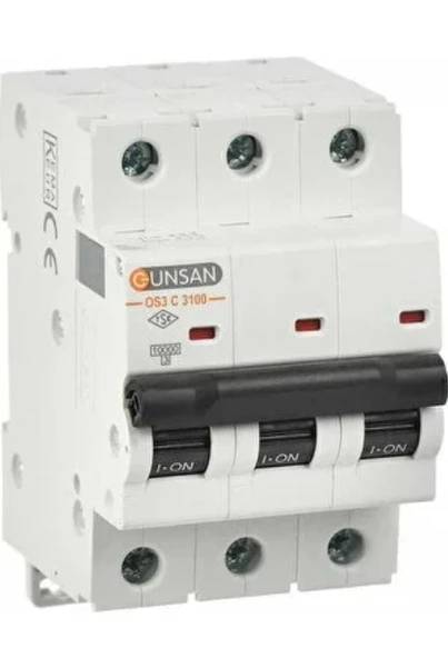 GÜNSAN 3x50A 10kA C Tip 3P Otamat Sigorta Valta Trifaze Otomatik Sigorta ürün görseli 1
