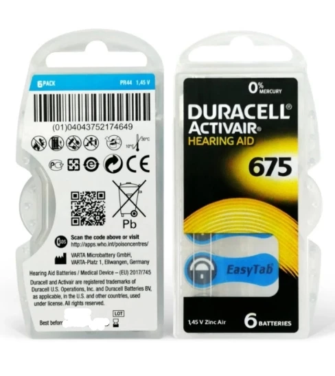 DURACELL KULAKLIK PİLİ 675 1,45V 6LI PAKET ürün görseli 1
