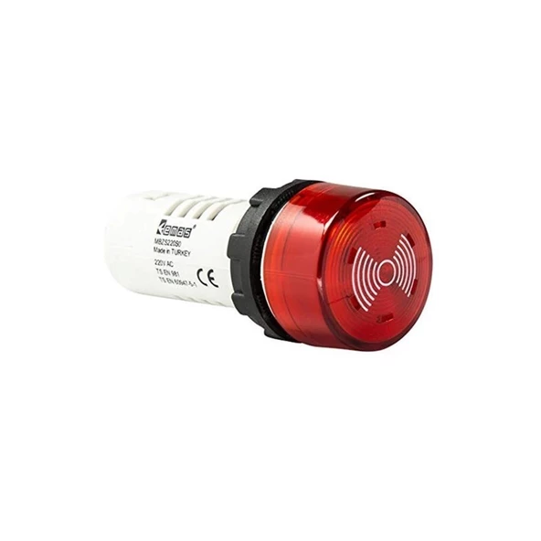 EMAS LEDLİ KIRMIZI BAZIR 220V AC/DC SİREN BUZZER 22MM ürün görseli 1