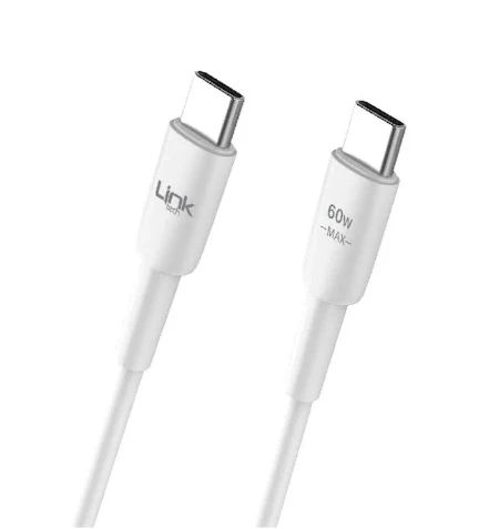 LİNKTECH TYPE-C - TYPE-C - 1M Şarj Data Kablosu 3A 60w Siyah/Beyaz ürün görseli 1