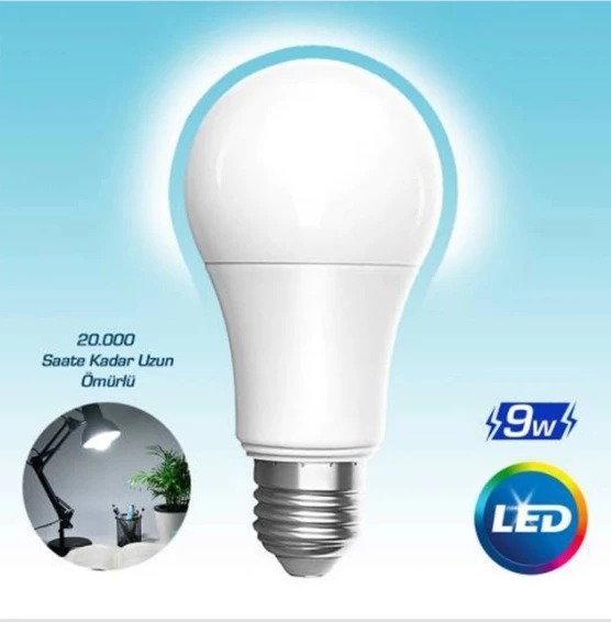 VOLTEK 9W Led Ampul E-27 Duylu BEYAZ 6500K ürün görseli 1