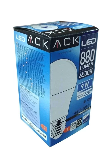 ACK E-27 9w Led Ampul BEYAZ Işık 6500k 880lm 220 Volt (9w Tüketim 70w Değerinde ışık) ürün görseli 1