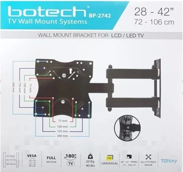 Üç Kollu Tek Hareketli Tv Askı Aparatı 19"...49" (48-125 Cm) ürün görseli 1