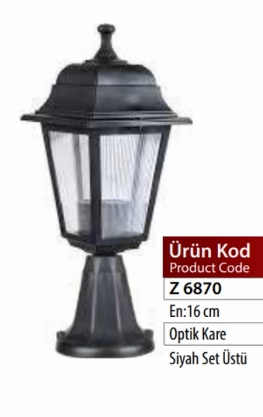 ZERPA Kare Duvar Set Üstü SİYAH Bahçe Armatür ABS Plastik E-27 Duylu IP54 ürün görseli 1