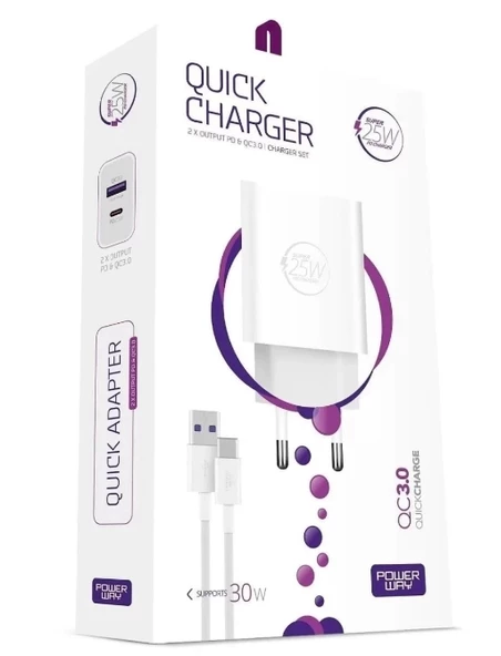 POWERWAY TYPE-C 25W 3,0A HIZLI ŞARJ SETİ ORJİNAL MUADİL ürün görseli 1