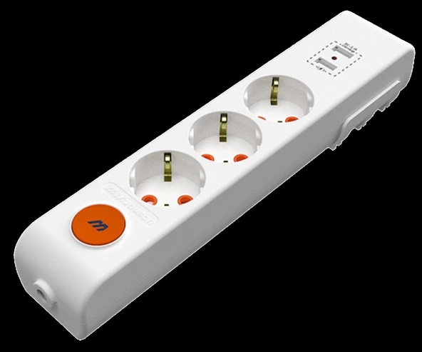 MUTLUSAN Rİ-TECH ÜÇLÜ USB TOPRAKLI GRUP PRİZ KLEMENSLİ ANAHTARLI ürün görseli 1
