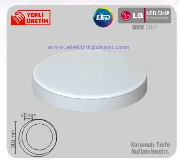 LUSTER 18W S.Ü. DOLUNAY LED ARMATÜR BEYAZ KASA 6500K ürün görseli 1