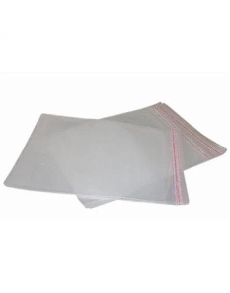 40 x 55 + 5 cm. Şeffaf Bantlı Jelatin - Yapışkanlı Poşet 25 Adet ürün görseli 1