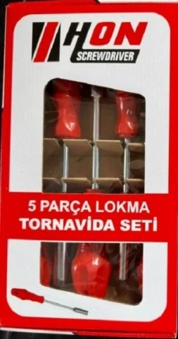 HON-RMS 5li Kırmızı Lokma Tornavida Seti  6mm 7mm  8mm  10mm  13mm ürün görseli 1