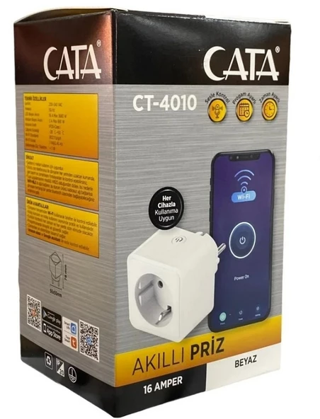 CATA Akıllı Smart Priz Uzaktan Wifi Bağlantı İle Kontrol Edilebilen 16A 3680W ürün görseli 1