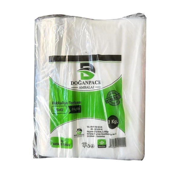 Doğanpack Şeffaf Naylon 3 lük 25x42 Cm. Bakkaliye Poşeti Torbası - 1 Kg. - Ort. 140 Adet - 1 Paket ürün görseli 1