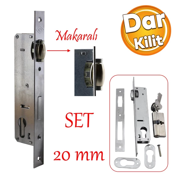Makaralı Dar Kilit Kapı PVC Ahşap Kapı Gömme Kilit Gövde Kilidi Gövdesi Silindirli Yale 20 mm ürün görseli 1