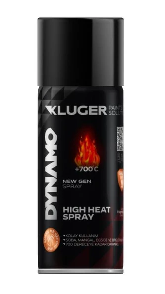 Dynamo Isıya Dayanıklı Sprey Boya 400ml  Siyah ürün görseli 1