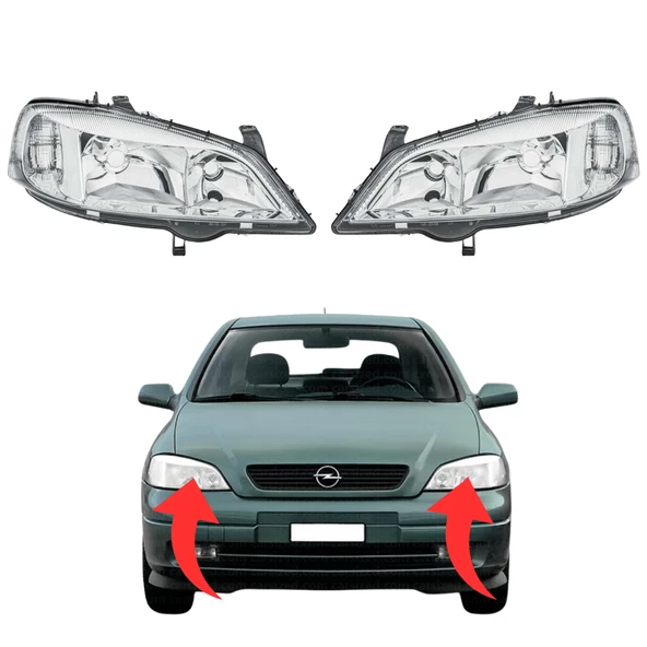 Opel Astra G Sağ (Yolcu) Ve Sol (Şoför) Far 98/04 Beyaz 1216156-1216157 ürün görseli 1