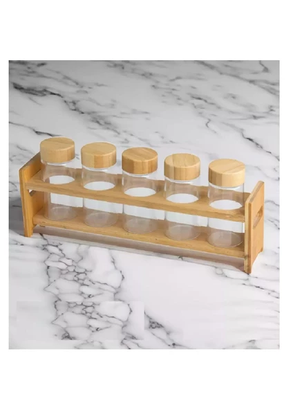 BAMBUM TİER 5 PARÇA TEK KATLI STANDLI BAHARAT SETİ ürün görseli 1