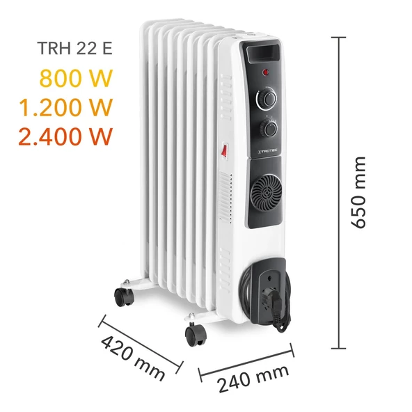 Trotec TRH 22 E Yağlı Radyatör 2400 W 9 Dilim Fanlı ürün görseli 1